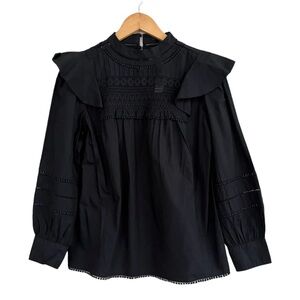 J. Crew Black Ruffled High-Neck Women's Top